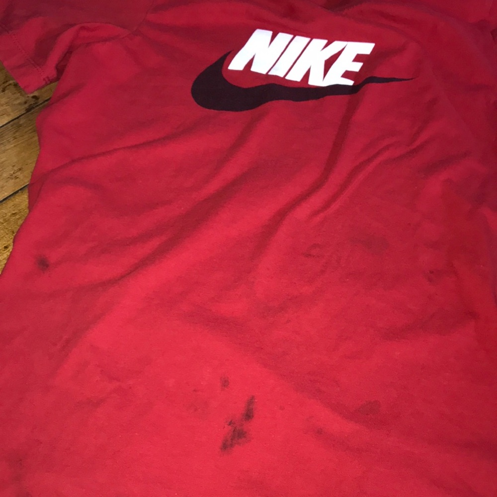 Nike Red Tee with White NIKE and Black Swoosh - Picture 4 of 5